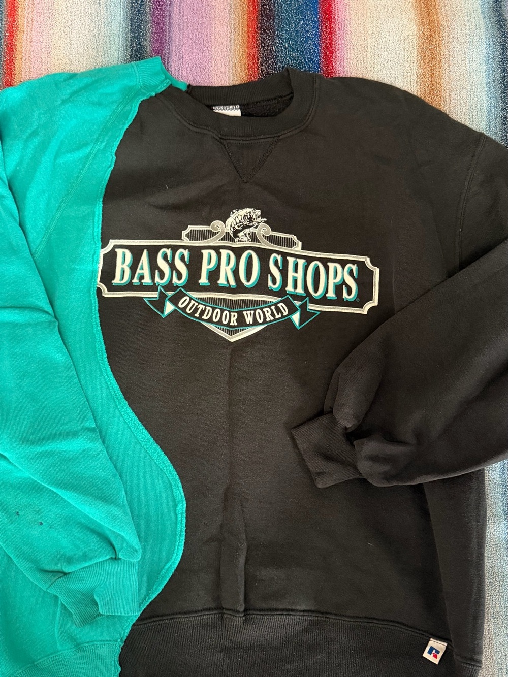 Bass Pro Shops Men's Black & Teal Russell Athletic Sweatshirt
